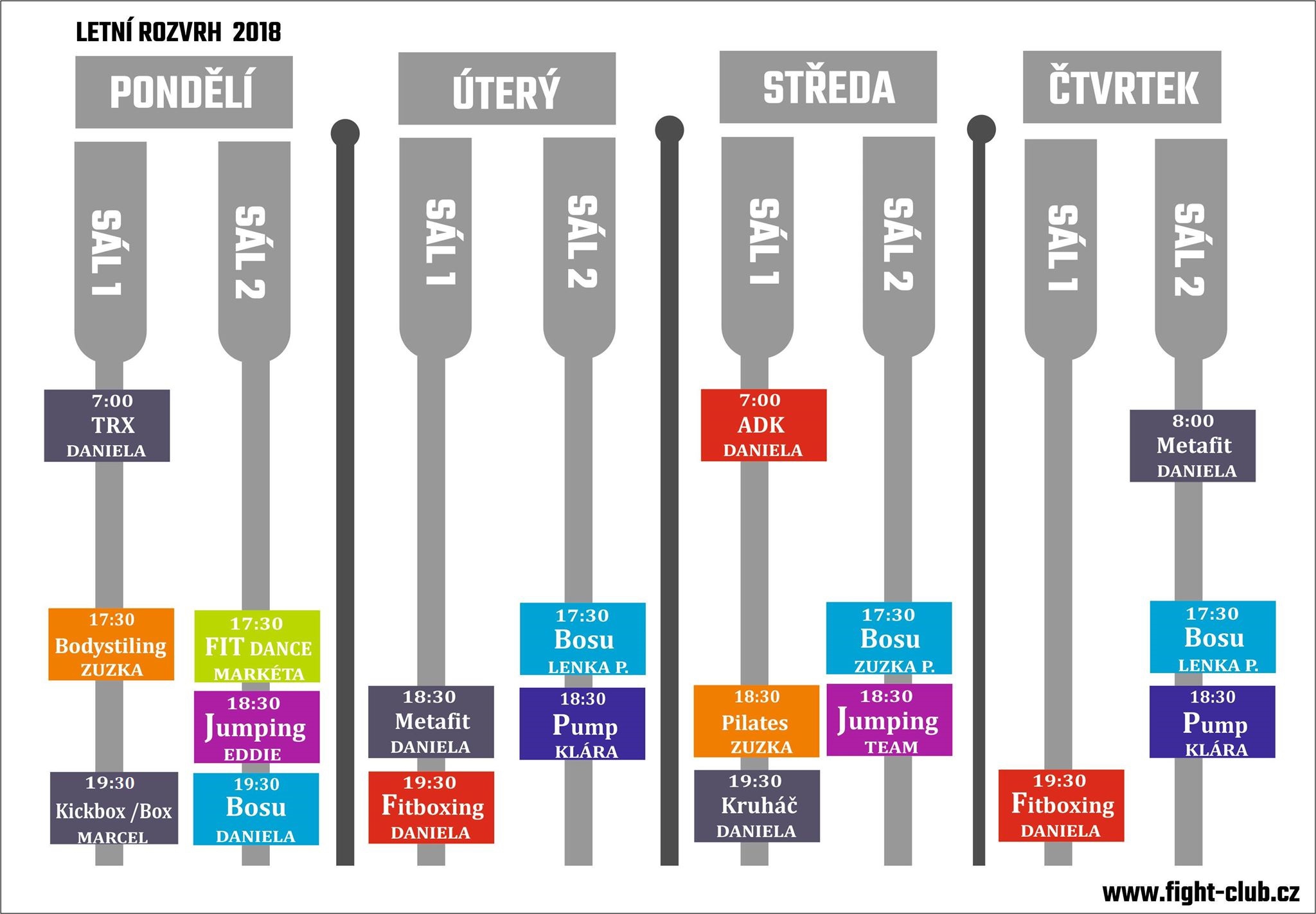 Letní rozvrh