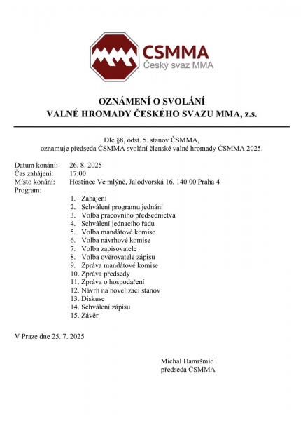 Valná hromada Českého svazu karate